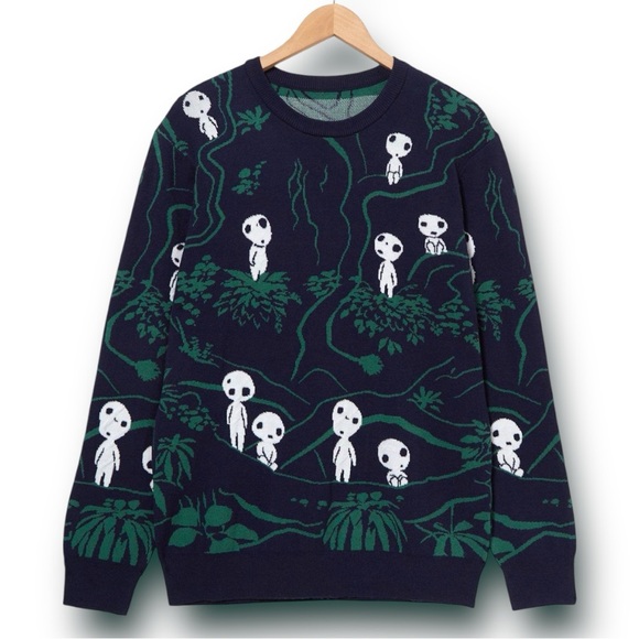 Firm! Cozy Studio Ghibli Princess Mononoke Kodama Forest Sweater - Picture 1 of 10